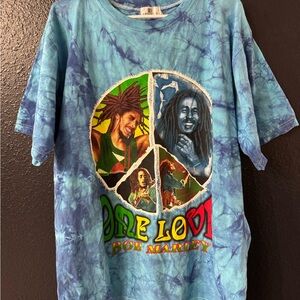 Bob Marley One Love Tie-Dye Short Sleeve Tee - Blue